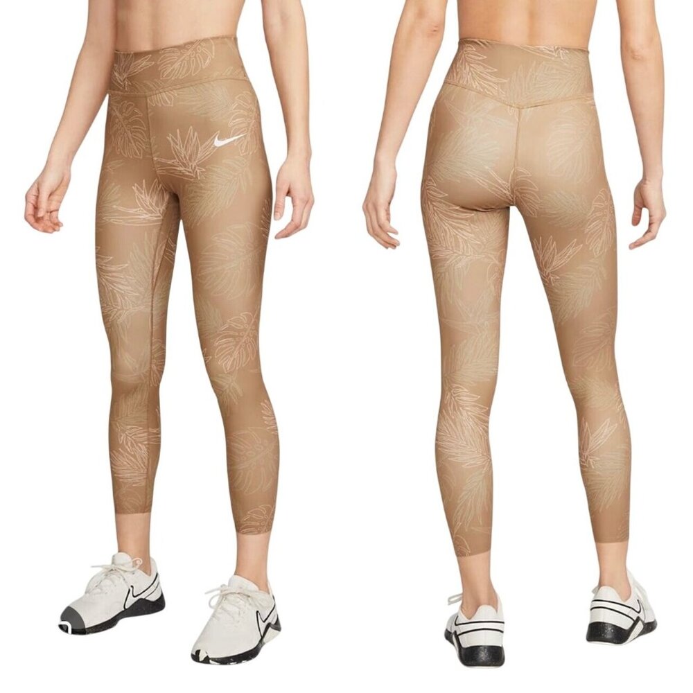 Nike One Luxe Dri-Fit 7/8 Length Mid Rise Leggings 1X Tight Fit Tropical Print